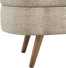 Oval Storage Bench 43.5" Linen Fabric Upholstered Entryway Bench with Solid Wood Legs Ottoman Bench Indoor Bench for Living Room/Bedroom/End of Bed/Entryway (Brown) by CozyNest Decor