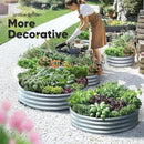 KING BIRD Raised Garden Bed Galvanized Round Planter Box Outdoor for Gardening, Plants, Vegetables, Flowers, Silver, 47x47x12 in 2 Packs by GreenHaven Gardens