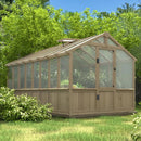 Mupater 8 x 16 FT Wooden Greenhouse for Outdoor, Heavy Duty Greenhouse Kit with Vent Window and Lockable Door, Walk-in Green House for Garden, Patio, Backyard and Lawn, Brown by GreenHaven Gardens