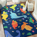 Cute Cartoon Dinosaur Rug for Boys Bedroom 59"x39" Bedroom Playroom Decor for Kids Lovely Dinosaur Animal Pattern Carpet Blue Rug Non-Slip Washable by TinyTreasures Baby Boutique