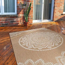 CAMILSON Outdoor Rug 9x12 Modern Area Rugs for Large Indoor and Outdoor Patios and Porches - Waterproof Washable Non-Shedding Easy-to-Clean Outside Carpet (9 x 12, Medallion - Beige/White) by CozyNest Decor