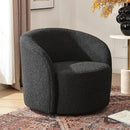 KINWELL 34" W Mid Century Modern Swivel Barrel Chair, Round Upholstered Boucle Swivel Accent Chairs, No Assembly Sofa Chair for Living Room Bedroom Reading Apartment Lounge Nursery(Black) by CozyNest Decor