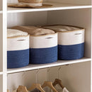 UBBCARE 4 Pack Baskets for Organizing, Woven Storage Baskets for Toys and Towel, Rectangle Cotton Rope Basket with Handles, 15''L x10''W x9''H, Navy Blue by TinyTreasures Baby Boutique
