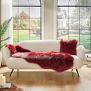 AMTOVO Faux Sheepskin Rug, Burgundy Ultra Soft Fluffy Shag Area Rug, 2 x 6 ft Faux Fur Rug for Bedroom Sofa Throw Cushion Room Decor, Sheepskin by CozyNest Decor