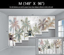 Hand Painted Coconut Tree Wallpaper Bedroom Tropical Plants Leaves Landscape Wall Mural Living Room (Not Peel and Stick) by CozyNest Decor