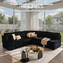 Modular Sectional Sofa with Chaise U Shaped Sectional Couch for Living Room, 5-Seater Comfy Cloud Couches, Plush Corduroy, Black by CozyNest Decor