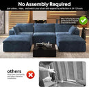 118" U Shaped Modern Sofa Modular Sectional Cloud Couch with 2 Ottoman,Upholstered Couches with Plush Corduroy Fabric for Living Room Furniture,Bedroom and Apartment,No Assembly Required,Blue by CozyNest Decor