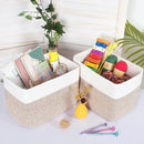 MINTWOOD Design 3-Pack Storage Baskets for Shelves, Playroom and Classroom Basket, Book Decorative Cube Bins, Woven Closet Organizers, Baby Nursery Baskets, Light Brown by CozyNest Decor