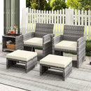 Tangkula 2 Pieces Patio PE Rattan Ottomans, Multipurpose Outdoor Footstool Footrest Additional Seating Side Table with Soft Zippered Cushions for Deck, Garden, and Yard (White) by CozyNest Decor