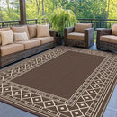 GENIMO Outdoor Rug Waterproof for Patio Decor, 6'x9' Foldable Reversible Plastic Straw Carpet for Travel Trailers, Outside Area Mat for Rv, Deck, Picnic, Porch, Camper, Balcony, Beach, Coffee & Beige by CozyNest Decor