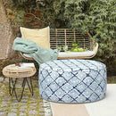 LVTXIII Outdoor Inflatable Ottoman, Fade-Resistant Round Footrest Stool D31”x H14”, Portable Patio Pouf for Garden Camping or Home Use, Boho Geometry Blue by CozyNest Decor