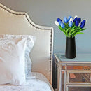 Mandy's Artificial Tulips 20 Stems Shades of Blue PU Faux Flowers for Wedding Home Decor 13.5 Inch by CozyNest Decor
