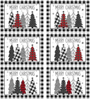 Christmas Placemats Set of 6 Christmas Tree Plastic Table Mats Xmas Trees Black and White Buffalo Plaid Place Mats Winter Holiday Table Decoration for Indoor Outdoor Party Kitchen Dining by CozyNest Decor