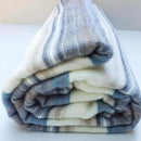 Alpaca Wool Throw Blanket | Super Soft, Lightweight, Breathable and Hypoallergenic | Non-Itchy or Scratchy (Blue White Varicolored, Queen (U.S. Standard)) by CozyNest Decor