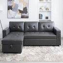 Naomi Home Transform Any Space: Sleeper Sectional Sofa with Convertible Sofa Bed & Inviting Chaise. Find Tranquil Comfort with Stress-Relieving Design & Durable Cushions - Dark Gray/Air Leather by CozyNest Decor