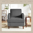 Mid-Century Accent Chair,Modern Linen Fabric Armchair for Living Room,Comfy Upholstered Reading Accent Chairs for Bedroom,Single Sofa Chair with Wood Legs (Dark Grey, 2 Pack) by CozyNest Decor