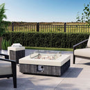 COSIEST 35" Outdoor Propane Fire Pit Table w Tank Cover & Wind Guard, Square Gas Fire Pit Table with Concrete & Wood Grain Design, 50000BTU CSA Certified Fire Tables for Patio, Backyard, Garden by GreenHaven Gardens