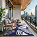 GENIMO Outdoor Rug 5' x 8' Waterproof for Patios Clearance, Reversible Outdoor Plastic Straw Camping Rug Carpet, Large Area Rugs Mats for RV, Picnic, Backyard, Deck, Balcony, Porch, Beach, Blue&White by CozyNest Decor