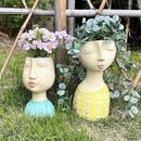 DiliComing Head Planter Face Planter Pots - 8 Inch Indoor Flower Planter Outdoor Planter Succulent Pot Girl Resin Planter with Drainage Hole Planters for Indoor Plants by GreenHaven Gardens