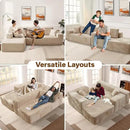 104" Cloud Sectional Couches for Living Room,L Shaped Boneless Couch in A Box,Sleeper Sofa with Comfy Chaise No Assembly Required,Beige by CozyNest Decor