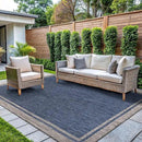 CAMILSON Outdoor Rug, 5x7 Bordered Navy Blue Gray Modern Area Rugs for Indoor and Outdoor Patios, Porches Waterproof Washable Porch Deck Outside Carpet (Bordered Navy, 5 x 7) by CozyNest Decor