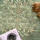 jinchan Round Rug 6ft Area Rugs Vintage Floral Distressed Design,Machine Washable Soft Non-Slip Low-Pile Ultra-Thin Circle Rug for Bedside Living Room Dining Room Bedroom (6' Round, Dark Green) by TinyTreasures Baby Boutique