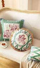 patdrea Designer Throw Pillow Covers Set of 4,French Elegant Green Linen with Iris Floral Collection Pattern Pillow Covers,Decorative Lumbar Square Round Pillowcases Cushion for Bed Living Room by CozyNest Decor