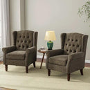 Accent Chair, Upholstered Armchair with Button Tufted High Back & Solid Wood Legs, Comfy Wingback Reading Single Sofa Chair for Small Spaces, Living Room, Bedroom (Taupe, Set of 1) by CozyNest Decor