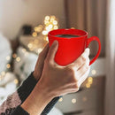 DISCOUNT PROMOS Glossy Ceramic Latte Coffee Mug 12 oz. Set of 10, Bulk Pack - Perfect for Tea, Espresso, Cappuccino, Hot Cocoa - Red by CozyNest Decor