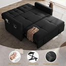 YITAHOME 55" Convertible Sofa Bed, 3-in-1 Sleeper Sofa with Iron Frame Pull-Out Bed, Linen Futon Couch with Reclining Backrest and Side Pocket, Modern Loveseat for Living Room Bedroom Apartment, Black by CozyNest Decor