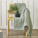 WESHIONGOO Chunky Knit Blanket Throw 40"×40" Knit Throw Blanket for Couch Bed Throw Blanket with Jumbo Chenille Yarn Thick 100% Handmade (Sage Green) by CozyNest Decor
