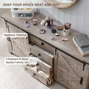 T4TREAM 60'' Farmhouse Dresser Chests for Bedroom w/4 Drawers & Sliding Barn Doors, Tall Chest of Drawers, Rustic Dresser TV Stand,Organizer for Bedroom, Living Room, Light Rustic Oak by TinyTreasures Baby Boutique