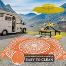 Pauwer Waterproof Outdoor Rug 6x9, Reversible Plastic Straw Patio Camping Rug, Indoor Outdoor RV Mat Carpet for Deck, Camper, Porch, Balcony, Backyard, Picnic, Boho Orange by GreenHaven Gardens