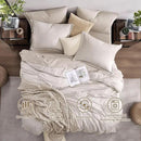 Monbix Queen Comforter Set - 7 Pieces Cationic Dyeing Oatmeal Beige Bed in a Bag Queen Bedding Sets with Comforter, Sheets, Pillowcases & Shams, Reversible Bedding Comforters Sets by CozyNest Decor