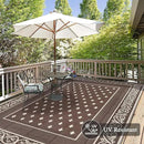 Pauwer Waterproof Outdoor Rug 10x14, Reversible Plastic Straw Patio Camping Rug, Indoor Outdoor RV Mat Carpet for Deck, Camper, Porch, Balcony, Backyard, Picnic, Bordered Brown by GreenHaven Gardens