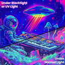 BVBOX Astronaut Space Blacklight Tapestry 79"x59", UV Reactive Astronaut Electronic Piano UFO Galaxy Planet Glow in Dark Music Tapestries, Black Light Neon Upright Poster Wall Hanging Backdrop Decor for Bedroom Living Room by CozyNest Decor