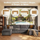 Modular Sectional Sofa, 130.7 Inch U Shaped Couch Set for Living Room, 4-Seater Comfy Cloud Couches with Two Movable Ottoman, Plush Corduroy, Gray by CozyNest Decor
