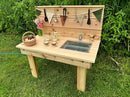 Noble Toys Mini Mud Kitchen with Functional Sink for Kids | Pretend Play Toddler Table with Running Water | Outdoor Playset Working Sink | Real Wooden Kitchens | Preschool Equipment by TinyTreasures Baby Boutique