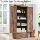 72" Tall Wood Storage Cabinet, Farmhouse Kitchen Pantry Cabinet with Adjustable Shelves & Drawer & Barn Doors, Versatile Storage for Kitchen, Dining Room, Bathroom, Light Brown by CozyNest Decor