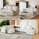 mestyl Modular Sectional Sofa Convertible U Shaped Sofa Couch Set with Storage for Living Room, Modern 4 Seater Modular Sectional Couch with 2 Movable Ottoman (Beige) by CozyNest Decor