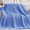 Chunky Knit Throw Blanket, 30''*40'' Knitted Throw Chenille Yarn for Bed Couch, Handmade Light Blue Crochet Big Thick Blanket, Machine Washable Cute Comfy Blanket for Home Decor by CozyNest Decor