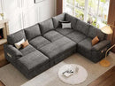 108 Inch Sectional Sleeper Sofa with Pull Out Bed,U Shaped 7 Seat Modular Sectional Sofa with Storage,Sectional Couches for Living Room,Cloud Modular Couch,Removable Sofa Cover,Dark Grey by CozyNest Decor