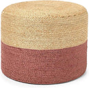 REDEARTH · Cylindrical Pouf Foot Stool Ottoman - Jute Braided Pouffe Poof Accent Sitting Footrest for Living Room, Bedroom, Nursery, Patio, Lounge & Other Rooms (Natural Rust, 18"x18"x14") by CozyNest Decor