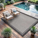 CAMILSON Indoor Outdoor Rug, 10x14 Bordered Gray Modern Area Rugs for Large Indoor and Outdoor Patios, Kitchen and Hallway Mats, Washable Porch Deck Outside Carpet (Bordered Grey, 10 x 14) by CozyNest Decor