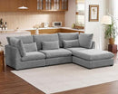 Oversized Modular Sofa, Extra Deep Cloud Chenille Sectional Couch with Ottoman Chaise, Fluffy Chenille 4 Seat L-Shaped Sofa for Living Room, Villa (L Shape 4 Seater, Chenille Grey) by CozyNest Decor