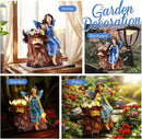 Solar Angel Garden Statue - Garden Fairy Sitting on a Highland Cow with Flowers, Butterflies and 5 LED Lights - Decorate Table, Terrace, Lawn, Birthdays, Grandma, mom by GreenHaven Gardens
