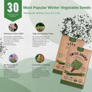 Organo Republic 30 Most Popular Winter Vegetable Garden Seeds Variety Pack- Outdoors/Indoor 33,200+ Non-GMO Heirloom Veggie Seeds Broccoli Beet Carrot Cabbage Chives Lettuce Radish Pea Spinach & More by GreenHaven Gardens