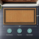 Barnyard Designs Natural Coco Coir Heavy Duty Backing Doormat - Large Cute Non-Slip Front Door Welcome Mat for Outside Entrance or Porch Entry, Brown (36x72, Border) by CozyNest Decor