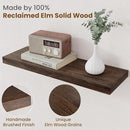 Floating Shelves for Wall Decor, 8 Inch Deep Rustic Solid Elm Wood Floating Shelves Wall Mounted, Wall Shelves with Invisible Bracket for Living Room Bathroom Bedroom Kitchen, 24 Inch Set of 2, Walnut by CozyNest Decor