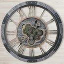 DORBOKER 30" Large Wall Clock Moving Gears,Oversized Industrial Rustic Farmhouse Clocks for Living Room Decor Office Home, Solid Wood Retro Metal HD Tempered Glass Cover,Carbon Grey by CozyNest Decor